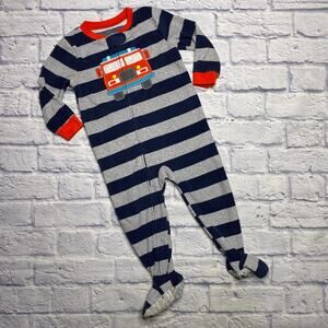 Carter's Striped, Fleece Firetruck Footed Pajamas